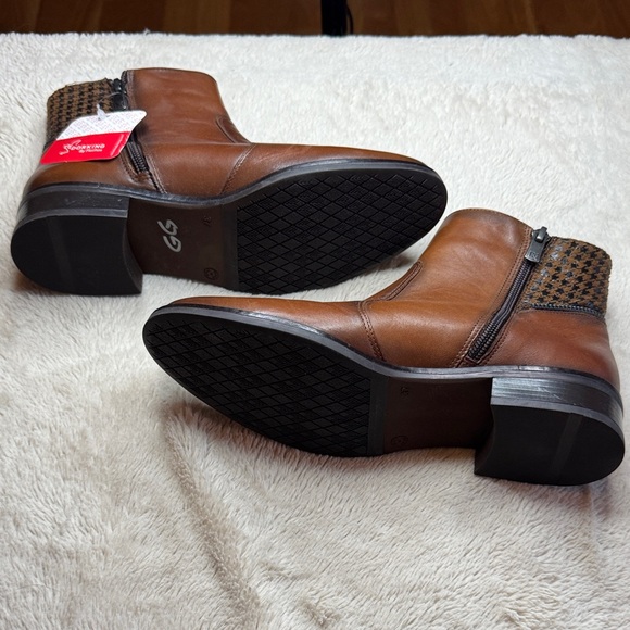NWT Dorking Elegant Brown Leather Ankle Boots sz 37 (6.5) - Picture 5 of 9